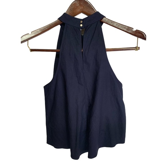 Revolve J.O.A Los Angeles Trapeze Halter Pleats Tank Linen cotton Blue Size SX - Picture 4 of 16